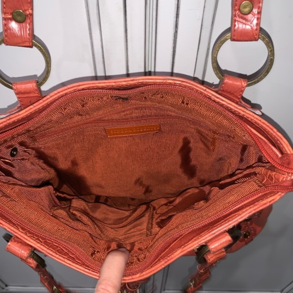 Sondra Robert’s Orange studded Croc embossed Bag - Picture 8 of 10